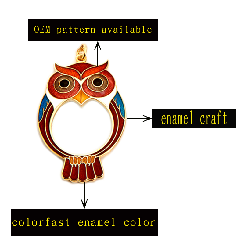 enamel owl magnifier necklace