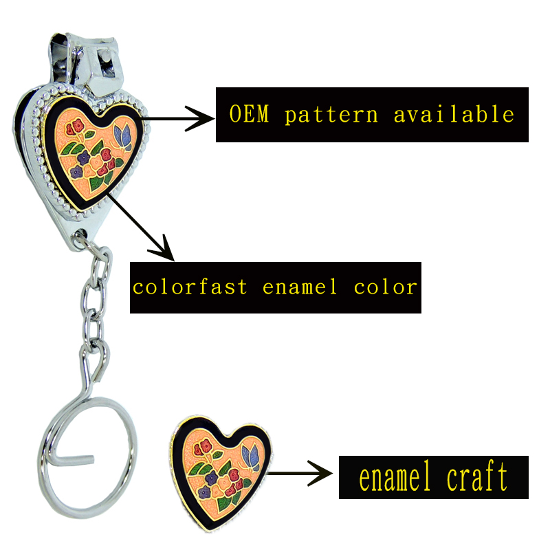 enamel heart-shaped nail clipper key chain