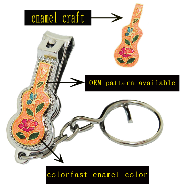 enamel  guitar-shaped nail clipper keychain