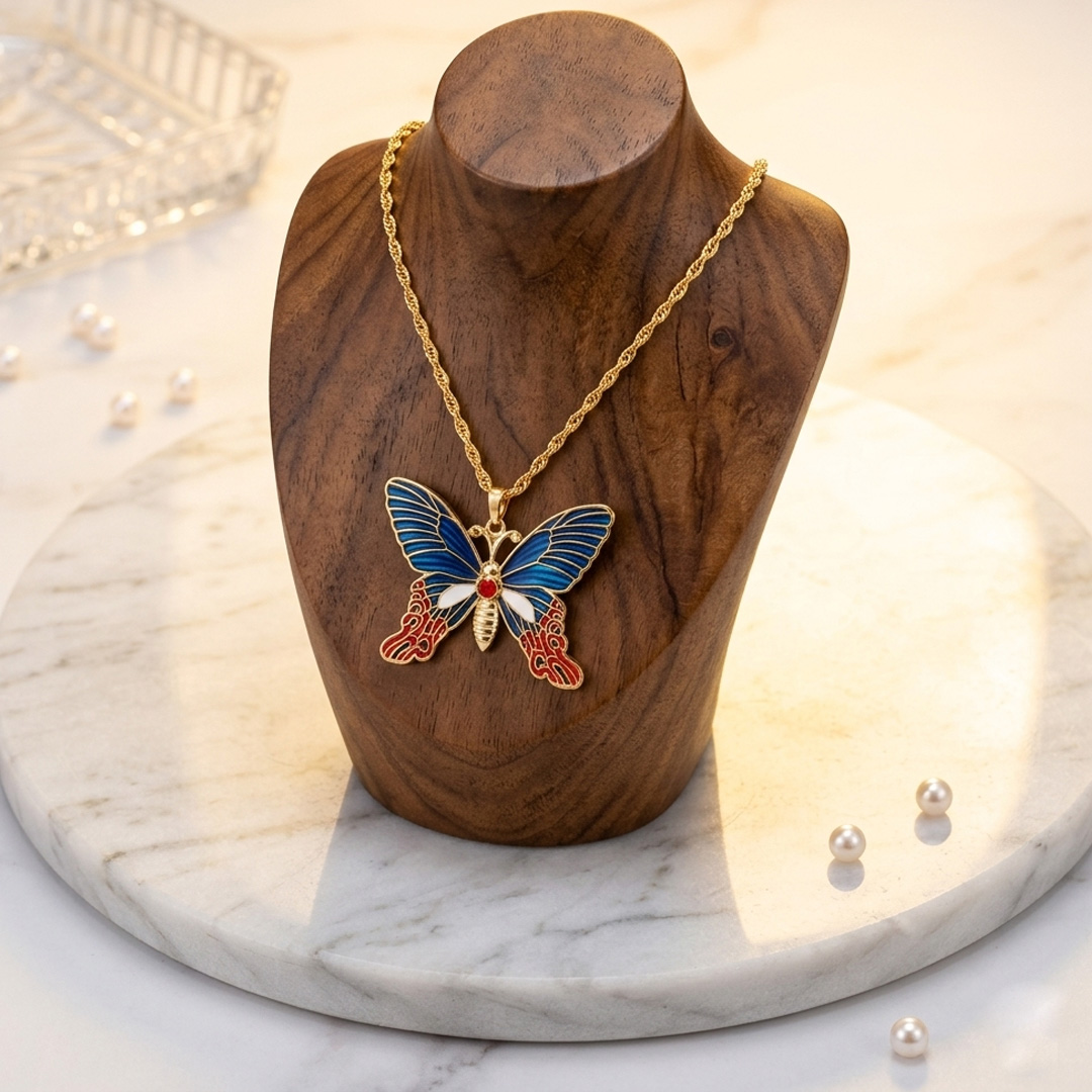 景泰藍台灣鳳蝶琺瑯項鍊批發
