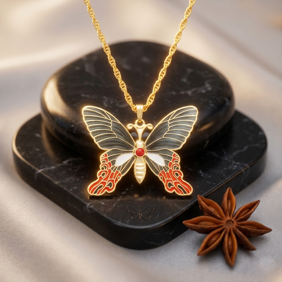 Formosa Butterfly Enamel Necklace