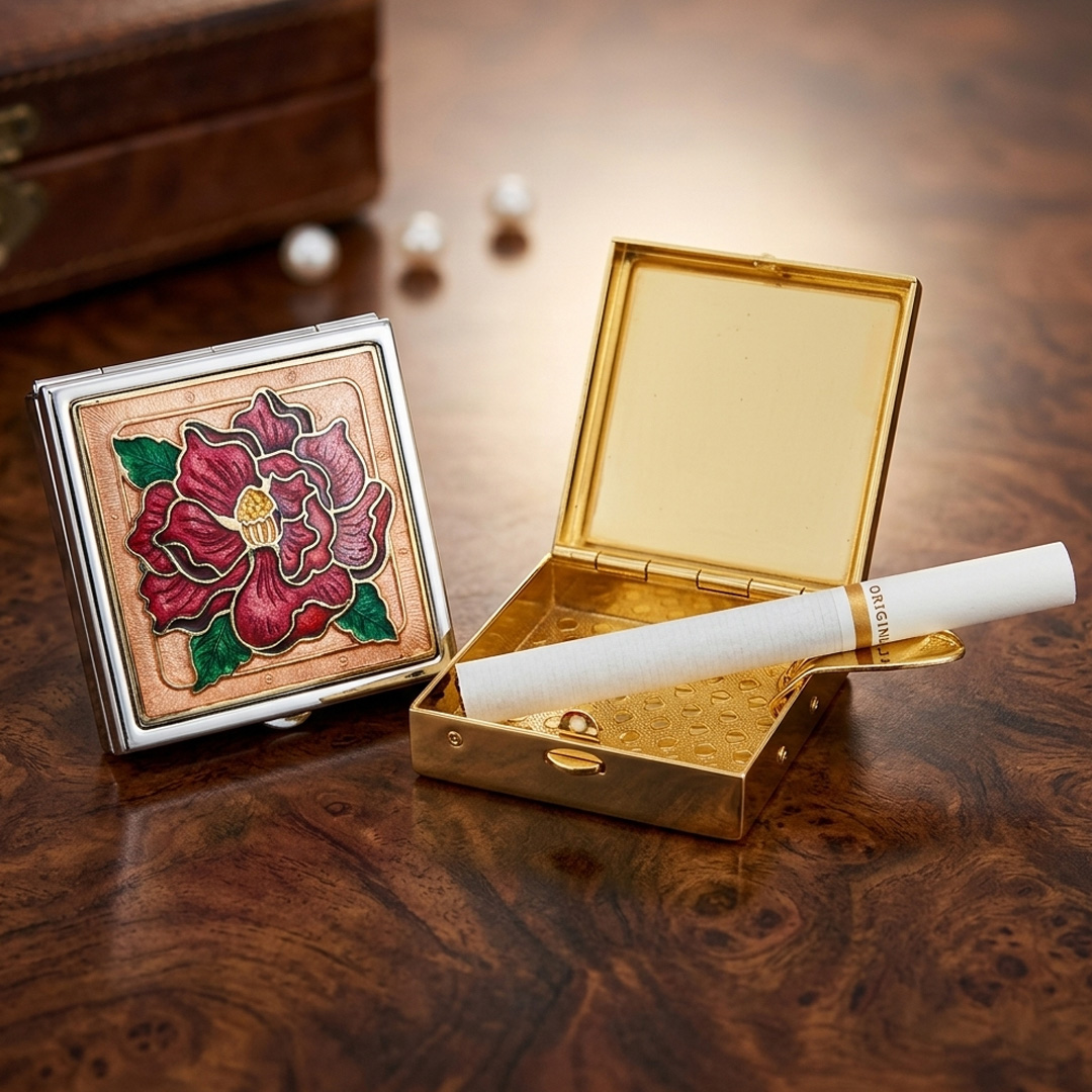 景泰藍正方型隨身煙灰缸批發