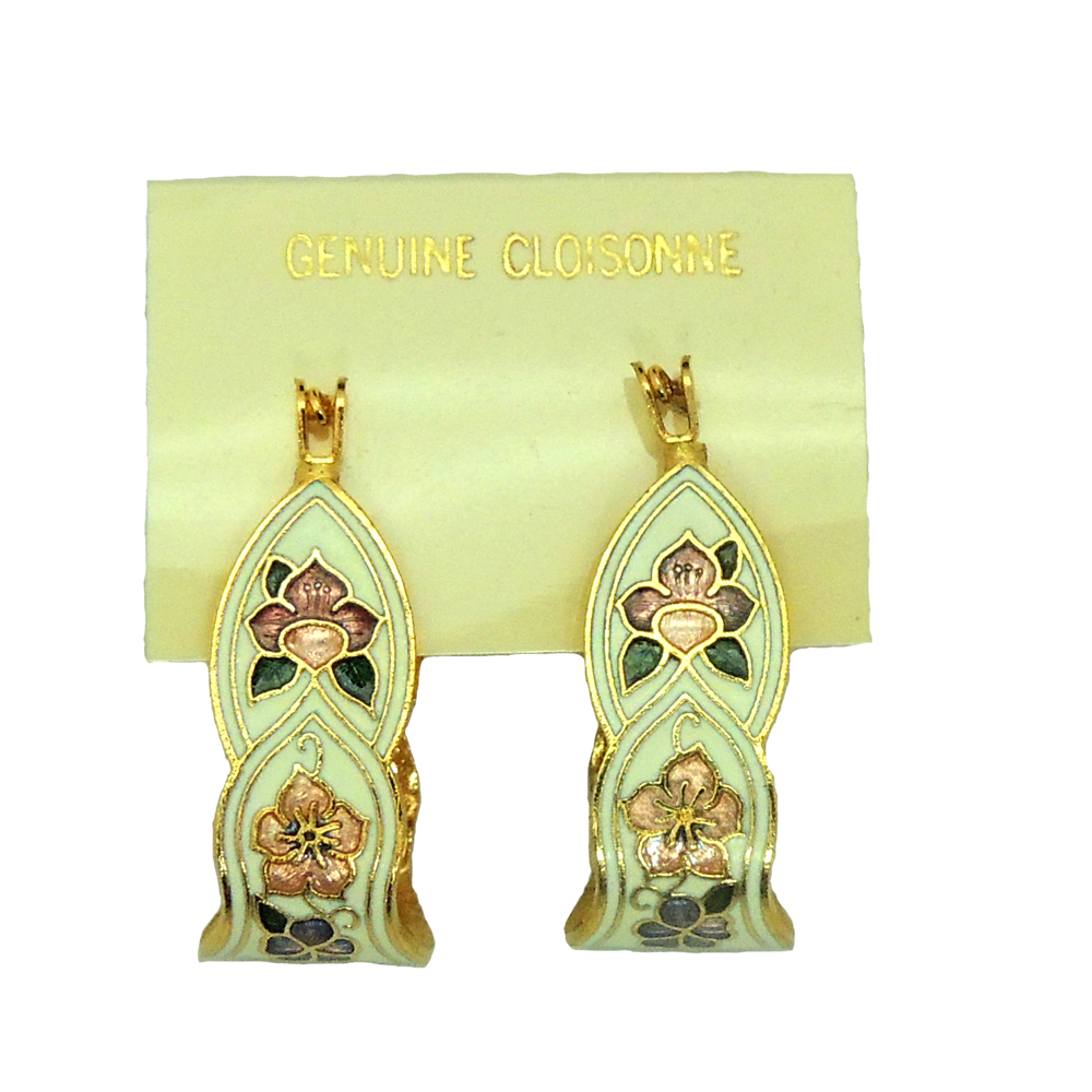 琺瑯復古耳環-白色  | 客製化琺瑯紀念品