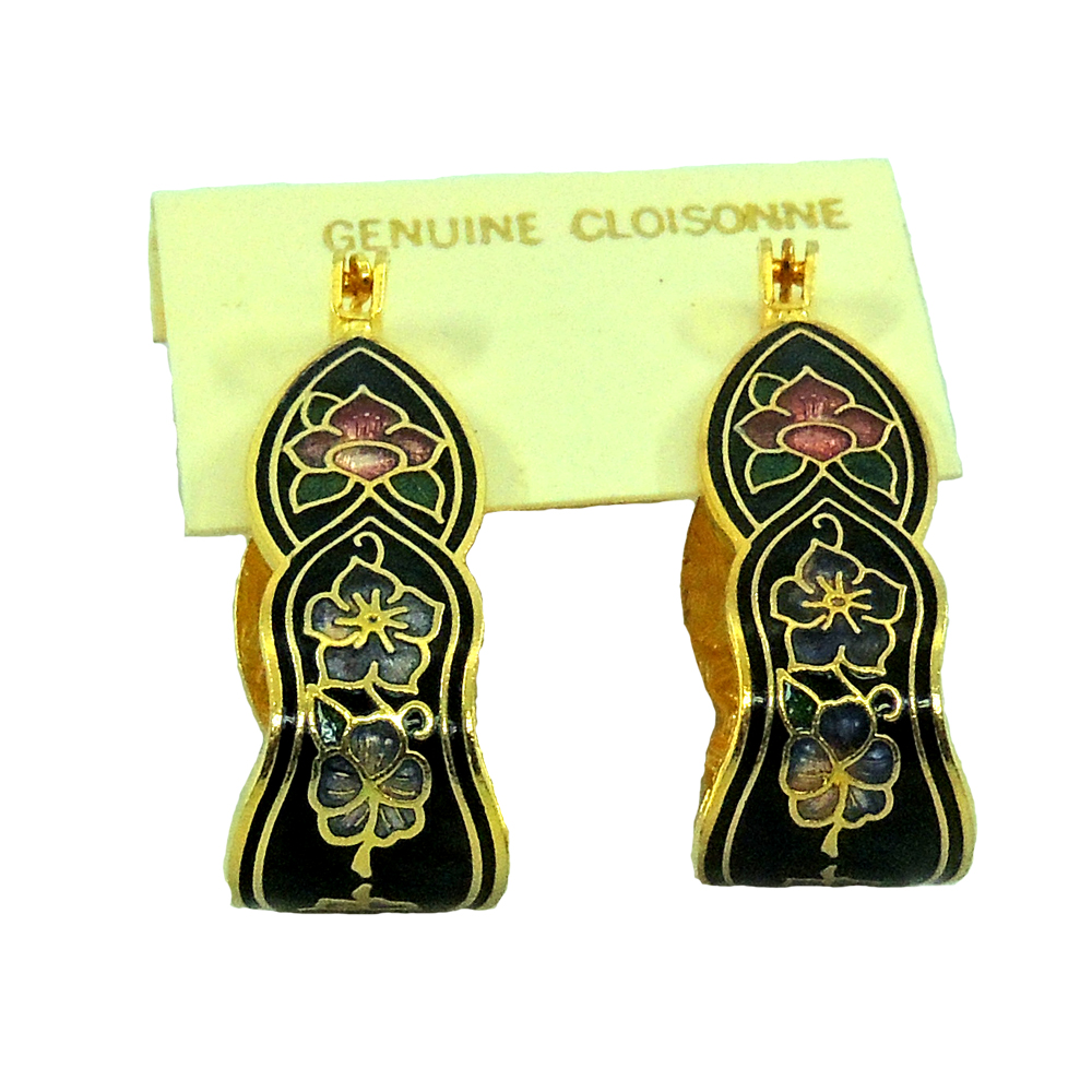 U shaped cloisonne earrings