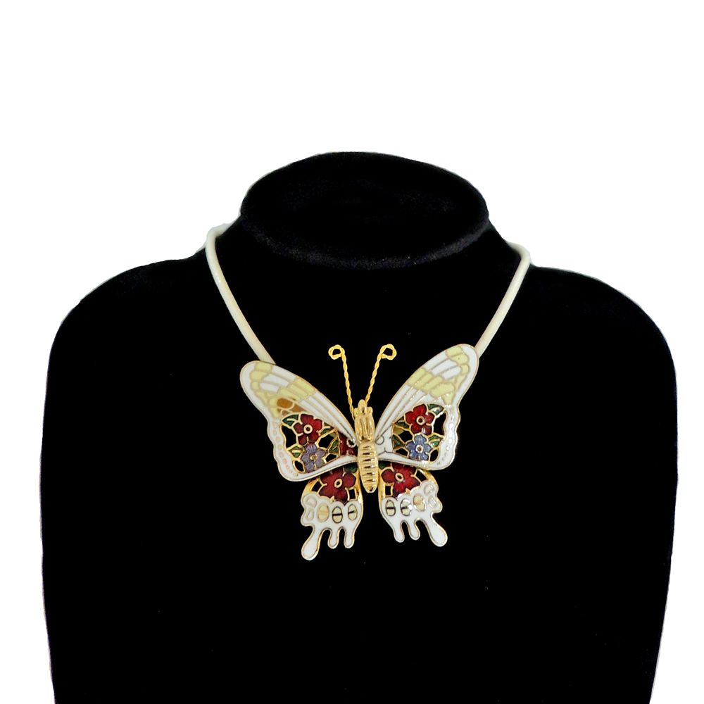 Wholesale Butterfly Enamel Necklace-white